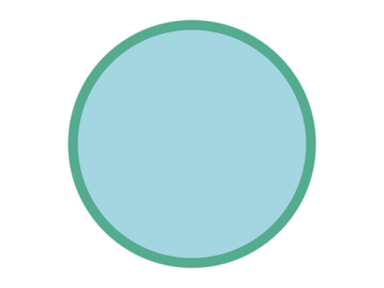 The moving image shows a green circle. Inside the green circle is a blue circle. The blue circle is pulsating. The circle represents breathing: In and out, in and out, and so on.